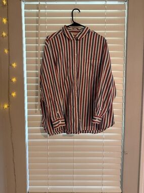 Sezane Max Shirt - Red, Ivory, Blue Striped, Size 44